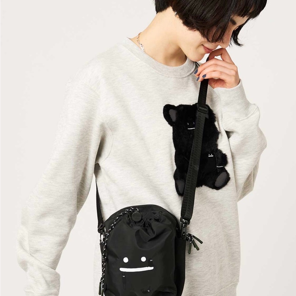 Black Crossbody Drawstring Bag - Unbranded